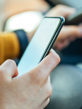 Distracted driver on cell phone